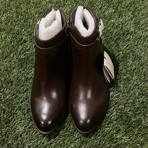 Vionic Upton Leather Ankle Boots Orthaheel Zip Deco Buckle new - Picture 4 of 15